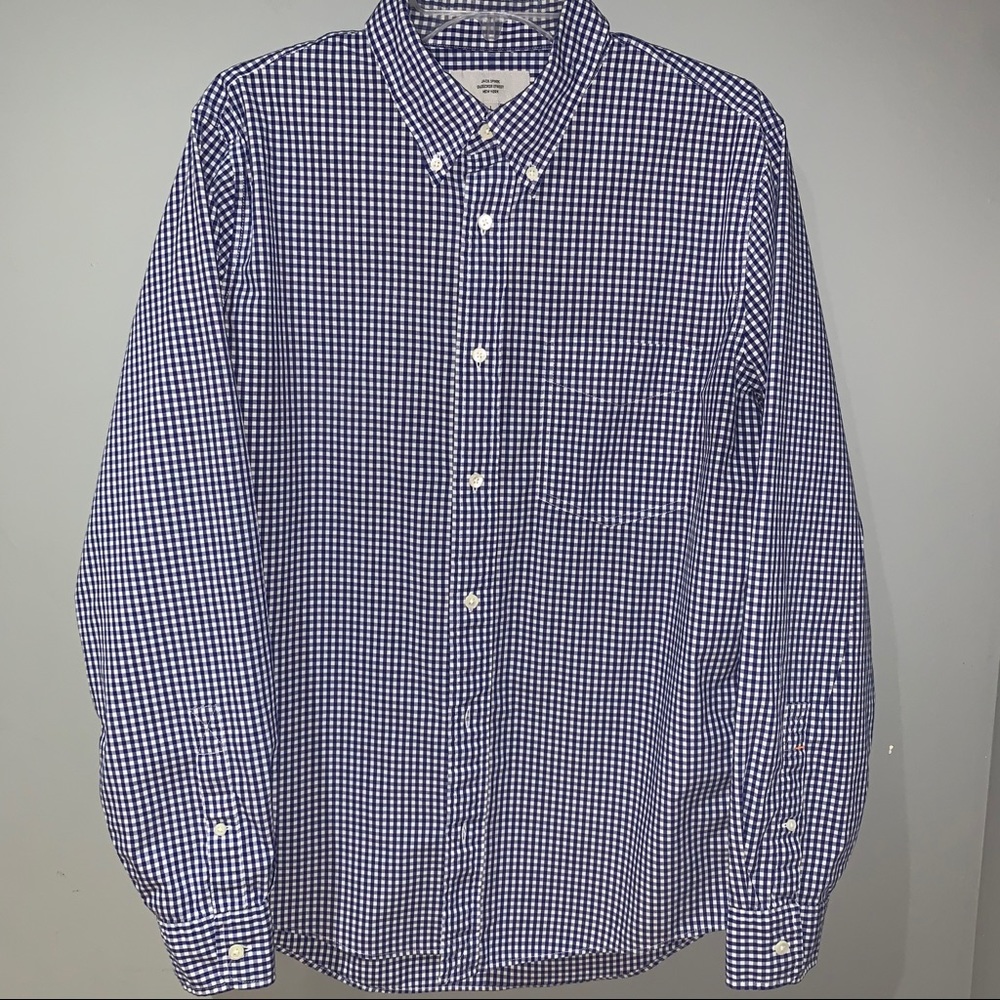 Jack Spade white and blue plaid button shirt